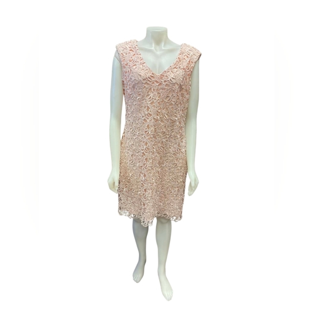 Ralph Lauren Dress Euc Blush Pink Lace Overlay Size 12